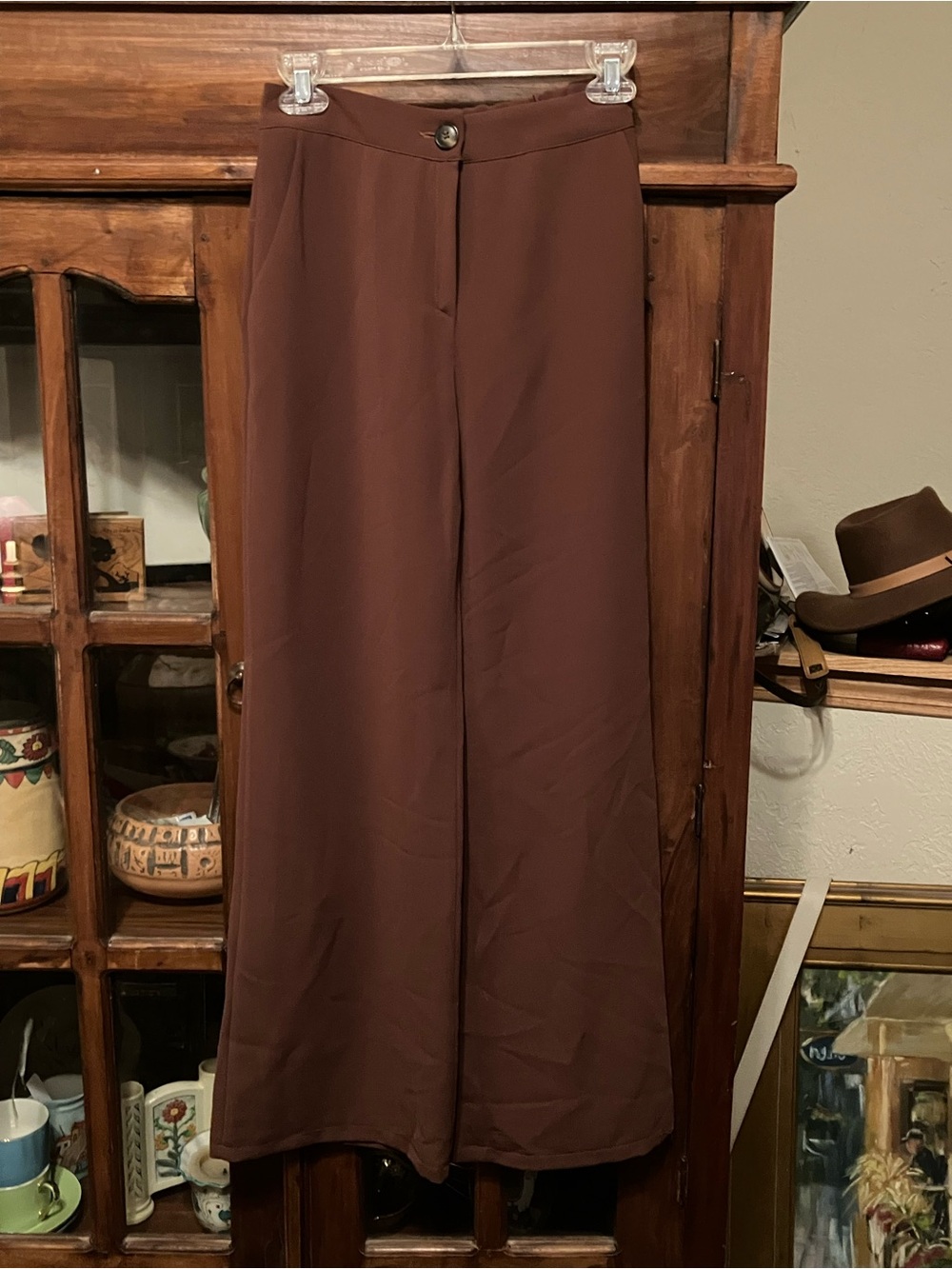 OAK + FORT Wide-Leg Pants in Nutmeg Brown